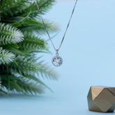 Silver Round Shape Pendant With Chain